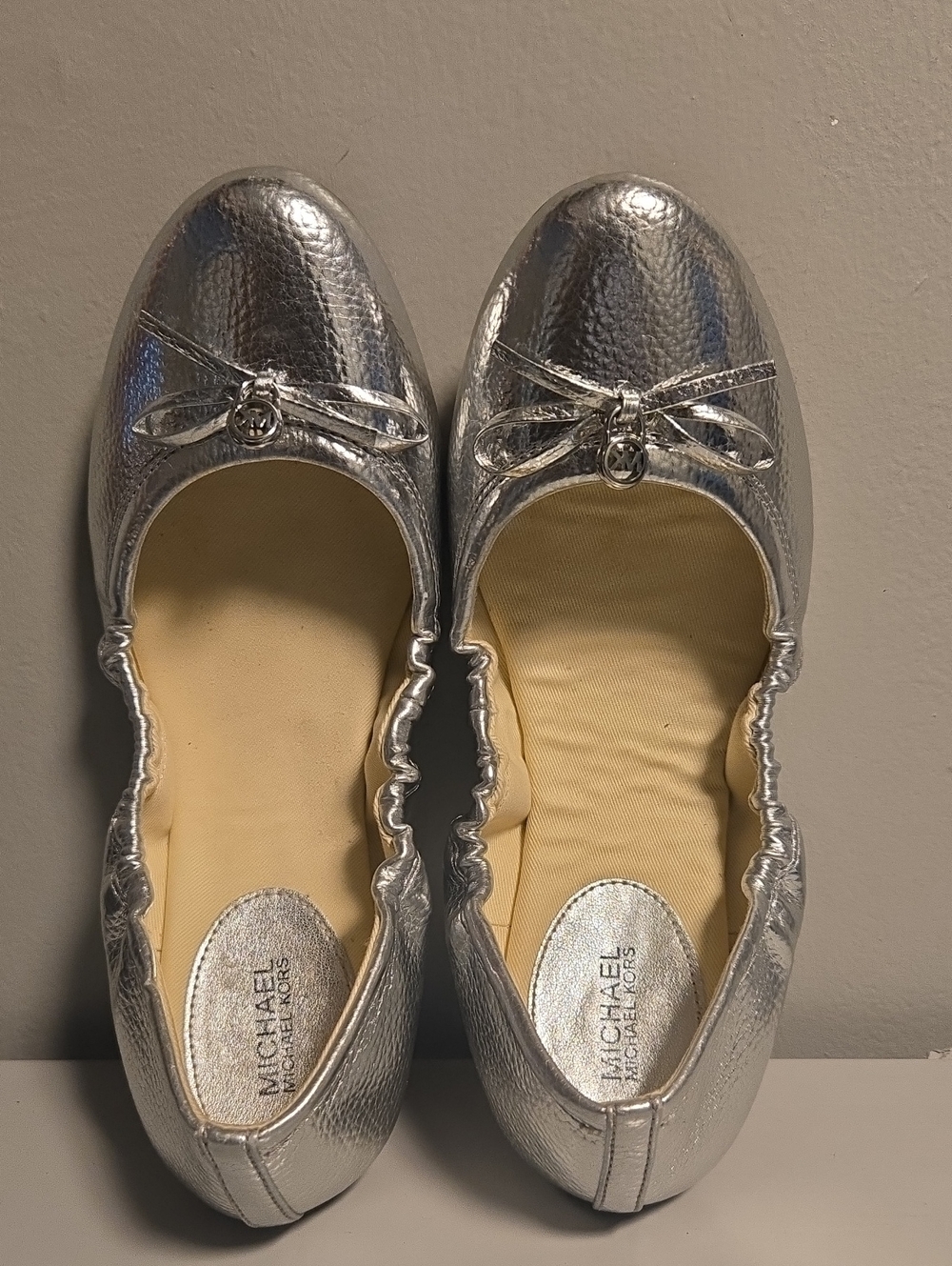Michael Kors Silver Metallic Leather Ballet Flats